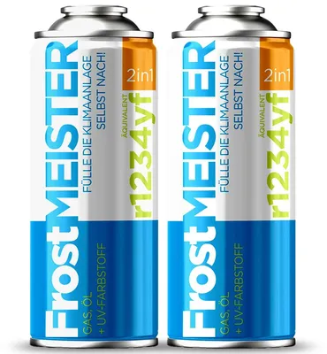 Image de Kit de recharge de climatisation automobile, 2 x 400 ml, R1234yf, huile pour compresseur, pour voiture