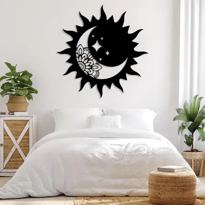 Produktbild von Wanddekoration mit Sonne und Mond, Metallkunst
