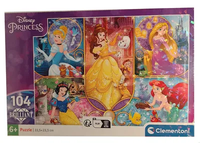 Produktbild von Clementoni Disney Princess Puzzle 104 Teile – Brilliant Kinderpuzzle (6+) Schneewittchen, Ariel, Rapunzel & Belle