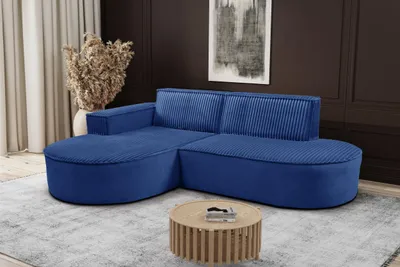 Image de Canapé d'angle design moderne en L Modena Soft bleu foncé gauche