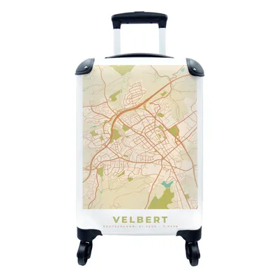 Produktbild von MuchoWow® Koffer Handgepäck Trolley Rollkoffer Kleine Reisekoffer mit 4 Rollen - Velbert - Karte - Stadtplan - Vintage - Cabin Size < 55x40x23 cm & 55x40x20 cm - Fotokoffer - Kabinenkoffer - Boardgepäck - Reise-Box - Reisekoffer - Reisegepäck - Koffer mit Bild - Trolley für Kinder