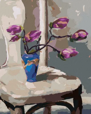 Produktbild von Zuty - Malen nach Zahlen - MAGNOLIEN IN EINER VASE AUF EINEM STUHL, 40x50 cm, mit Keilrahmen (bereits gespannt)