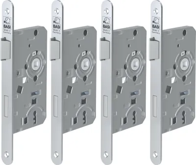 Produktbild von BASI - Einsteck-Zimmertürschloss - SET - 4x ES 922 - Lochung: Buntbart - Stulp abgerundet - DIN Links - 4x9220-5512