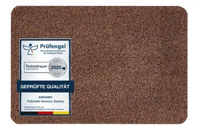Baumwoll-Fußmatte in Braun, ca. 50 x 80 cm, mit Testsiegel – Blattschuss.
