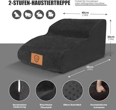 Produktbild von Famanu Hundetreppe für Sofa - Mit waschbarem Plüschbezug und rutschfester Oberfläche