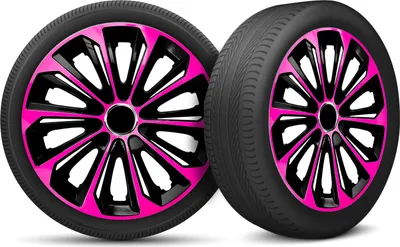 Produktbild von Auto Radkappen Radzierblenden 4er Set passend für alle Stahlfelgen - einstellbarer Sicherungsring - 15 Zoll - Schwarz Rosa Pink
