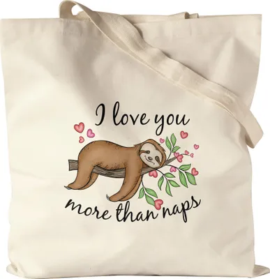 Produktbild von I Love You More Than Naps Jutebeutel Faultier Ich Liebe Dich Geschenkidee Paar Couple Freundin Freund Valentinstag Baumwolle