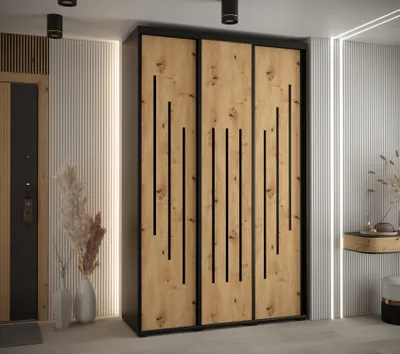 Obrázok produktu pre Šatníková skriňa ASIRI 8 - 160/45 cm, čierna / dub artisan / čierna