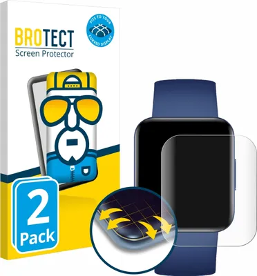 Produktbild von 2x BROTECT Fullscreen Schutzfolie für Xiaomi Poco Watch Displayschutz Folie Fullcover Klar Transparent