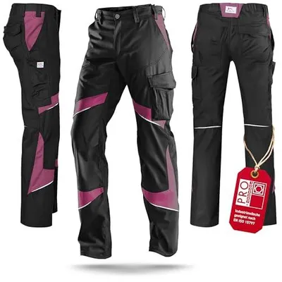 KÜBLER Workwear Damenhose Schwarz/Pink – Produktbild 1