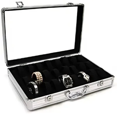 Produktbild von Uhrenkoffer Schaukasten Uhrenbox Schmuckkasten für 24 Uhren/Armbände schwarz