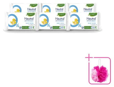 Produktbild von 6 x Neutral Baby Feuchttücher - parfumfrei - plastikfrei - Sparpackung - 6 Stücke
