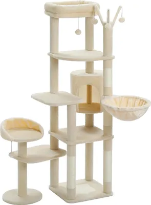 Produktbild von Purpurra Kratzbaum Katzenturm mit großer Hängematte und Höhle für große Katze, 150cm