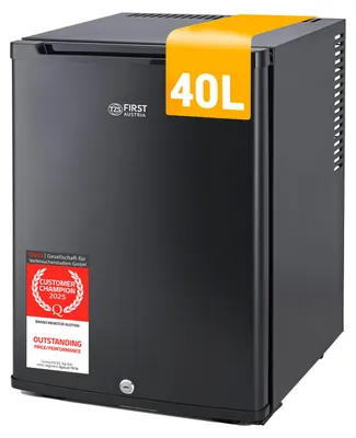 Immagine prodotto di TZS First Austria - Mini Frigorifero 40L silenzioso - Piccolo Minifrigo con porta reversibile e luce interna - Minibar per campeggio, ufficio, camera da letto e hotel - Nero opaco