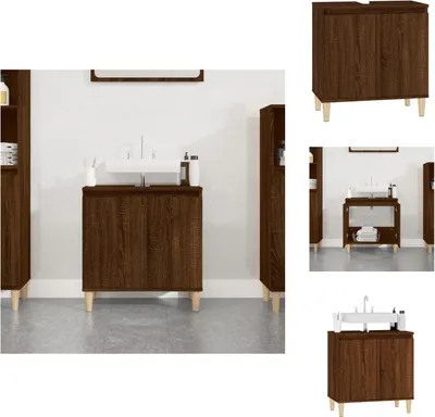 Obrázok produktu pre vidaXL Vanity unit brown oak-look 58x33x60 cm - Kúpeľňové skrinky