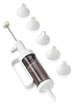 Produktbild von Einhand-Garnierspritze, inkl. 6 Tüllen, Spritzpistole zum Backen und Dekorieren, bequeme Einhandbedienung, Spritzbeutel mit großem Füllvolumen