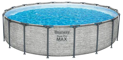 Produktbild von Steel Pro MAX™ Solo Pool ohne Zubehör Ø 549 x 122 cm, Steinwand-Optik (Cremegrau), rund