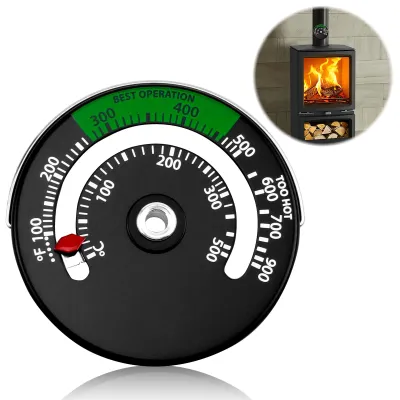 Magnetischer Ofenthermometer für Holzschornstein, 100–900 °C, schwarz