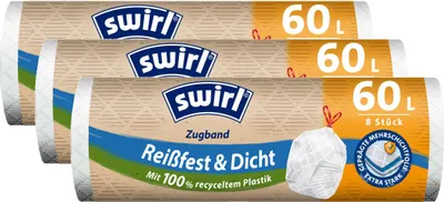 Produktbild von 3x Swirl Zugband Müllbeutel 60L ( 8 stk./ Rolle )
