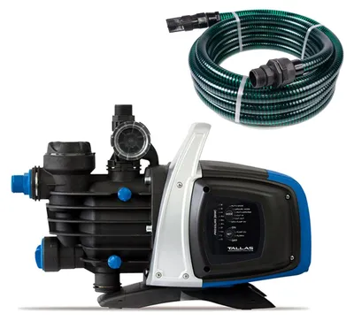 Produktbild von Tallas D-EBOOST 850 mit Ansaugschlauch - Hauswasserautomat - 3.180 L/Std. - 850W - Förderhöhe 43 m - Inkl. Wasserfilter - Trockenlaufschutz - Gartenpumpe