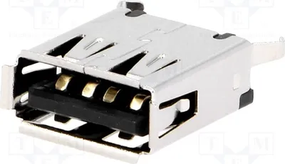 Zdjęcie produktu dla 1 x gniazdo USB typu A, montaż przelotowy, pozłacane, TUEA4F1D0B, złącze USB 2.0, proste
