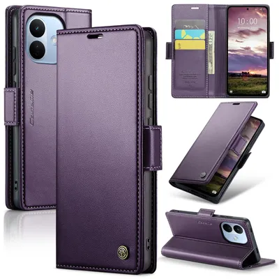 Produktbild von Lederhülle für Xiaomi Redmi Note 17 Pro Brieftasche Kartenfach Schutzhülle mit Standfunktion Lila