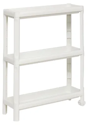 Image de Étagère de salle de bain étroite NIV en plastique, 3 niveaux, 52 x 17 x 70,5 cm