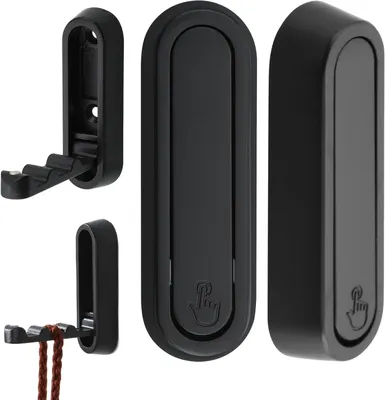 Produktbild von 2 einziehbare Haken – 7 × 2 cm – 90° klappbar – Küche/Bad – schwarz