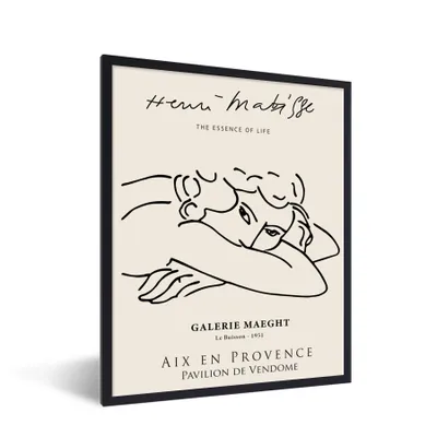 Produktbild von MuchoWow® Gerahmtes Poster Matisse - Frau - Porträt - Strichzeichnung 60x80 cm - Poster mit Schwarzem Bilderrahmen Wandposter Rahmen Foto Bilder - Premium - Wanddeko Wohnzimmer