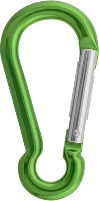 Grüner Mini Schnapper 8 cm Materialkarabiner von Aliens; geeignet für Klettern.
