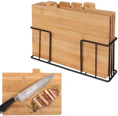Image de Planches de coupe en bambou - Ensemble de planches de coupe - Organisation de cuisine - Séparation hygiénique - 28 x 20 cm - Naturel
