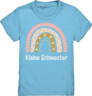 Produktbild von Kleine Schwester Geschenk Regenbogen Kleine Schwester Shirt – Sky Blue / 134/146 (9-11)