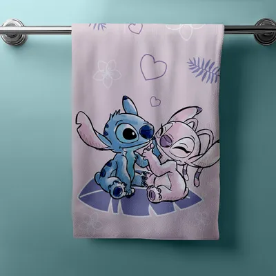 Produktbild von Jerry Fabrics Disney Lilo und Stitch Strand Sport Badezimmer Handtuch aus Baumwolle für Kinder Rosa
