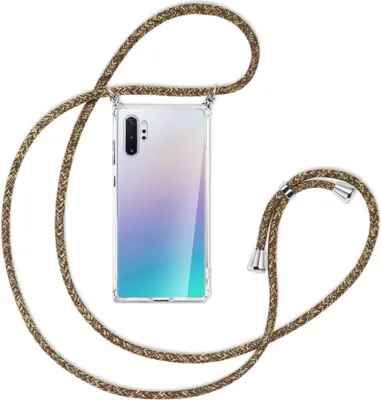 Produktbild von Handykette Backcover-Schutzhülle mit Band (Metall silberfarben) für Samsung Galaxy Note 10 Plus - braun+beige