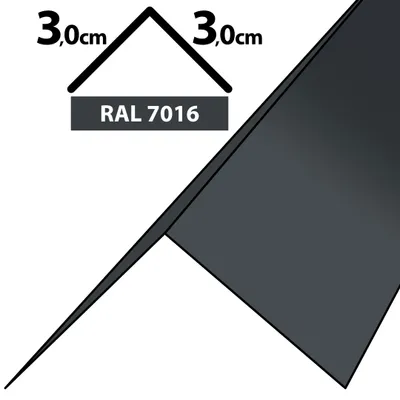 Produktbild von 2m Winkelblech Kantblech Kante Blechwinkel pulverbeschichtetes 0,5mm Zuschnitt 6cm RAL-7016 Graphit