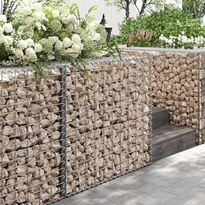 Produktbild von Gabionen-Set aus verzinktem Stahl – Silber – Maschenweite – 100 x 90 x 30 cm