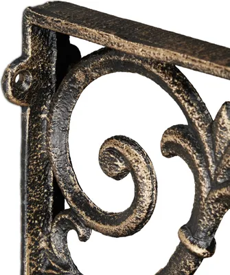 Produktbild von 4 x Regalwinkel antik, Regalträger Gusseisen, Barocke Ornamente, Winkel für Regale, Vintage, Regalhalterung, bronze