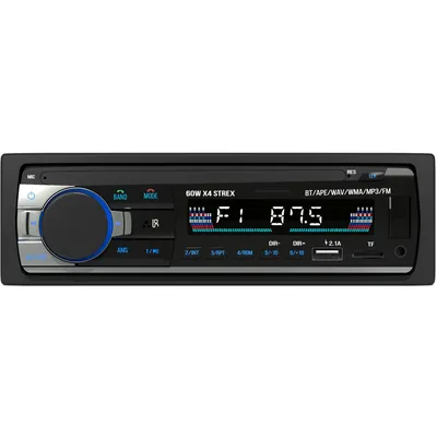 Image de Strex Autoradio avec Bluetooth pour toutes les voitures - USB, AUX et mains libres - Télécommande - Autoradio simple DIN avec microphone intégré