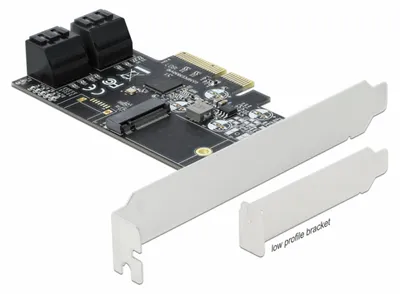 Produktbild von 4 Port SATA und 1 Slot M.2 Key B PCI Express x4 Karte - Low Profile Formfaktor