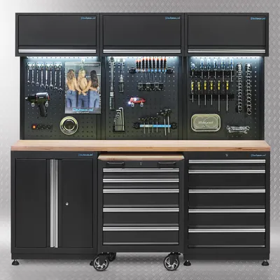 Productafbeelding van Werkplaatsinrichting PREMIUM met eiken werkblad 204 cm breed