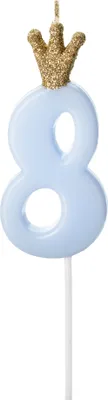 Produktbild von Geburtstagskerze Zahl 8, Hellblau, 9,5 cm