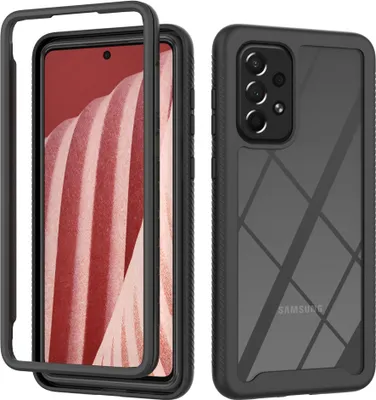 Produktbild von Galaxy A73 5G Hülle, Hybrid Transparente Rückseite Robust TPU Bumper Rutschfest Stoßfest Ganzkörper Schutzhülle für Samsung Galaxy A73 5G Schwarz