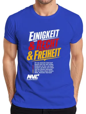 Productafbeelding van "Einigkeit, Recht, Freiheit, Deutschland" statement, heren T-shirt, blauw, maat 3XL