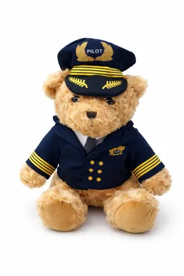 Produktbild von Teddybär Pilot 40 cm Kuscheltier Plüschtier Stofftier im Pilotenanzug mit Mütze Geschenk für Kinder