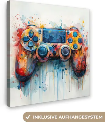 Produktbild von MuchoWow® - Leinwandbilder - Kinder- und Jugendzimmer - Spiele - Gamecontroller, Wandbild, Wanddeko Bilder Wohnzimmer, 50x50 cm