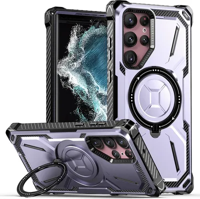 Produktbild von Schutzhülle für Samsung Galaxy S21 Ultra 5G Magnetisches Kickstand Hülle, Kompatibel mit Magsafe Ladegerät Lila
