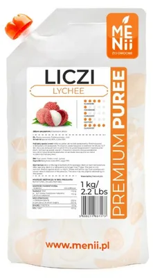 Produktbild von Menii Litschi Fruchtpüree 1kg - Lychee Püree für Cocktails und Desserts