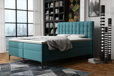 Produktbild von Emoebel24 Boxspringbett mit Topper und 2 Bettkasten, Polsterbett, Doppelbett 140x200 cm  Bett Lunel Türkis