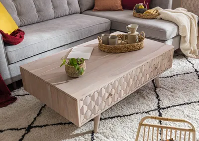 Produktbild von MASSIVMOEBEL24 Couchtisch Akazie 120x70x40 weiß lackiert MOSAYK #203