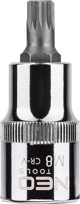 Produktbild von NEO TOOLS Spline-Bit auf 1/2-Nuss | M8 | Länge 55 mm | Hergestellt aus langlebigem | CrV-Stahl | Sechskantkopf Gedruckte Größe Einsatz Bit Nuss